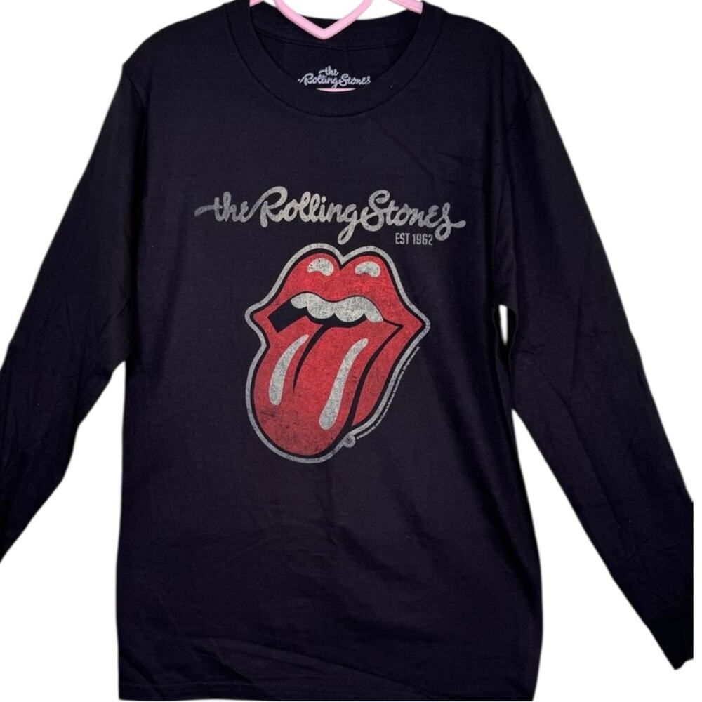Licensed Black The Rolling Stones Classic Graphic Tongue Band Tee Size Medium